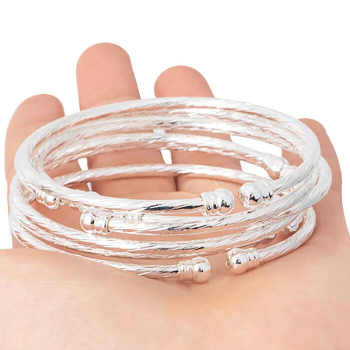 Sterling Silver Womens 7" to 8-1/2" Adjustable Bracelet Bangle w Gift Pkg D768