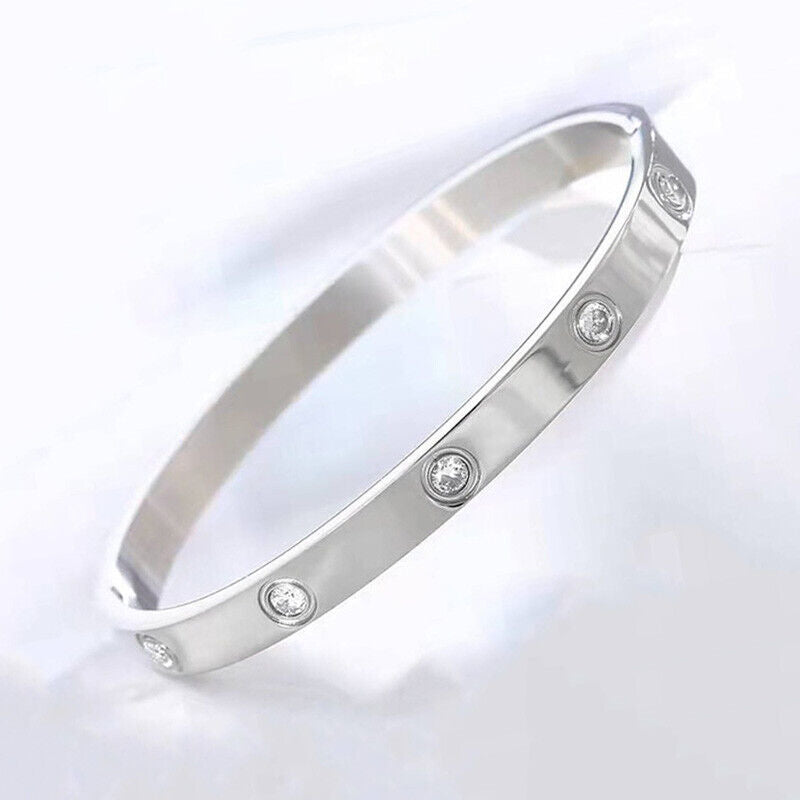 925 Sterling Silver Women's 6mm Oval Bracelet Bangle w Gift Pkg