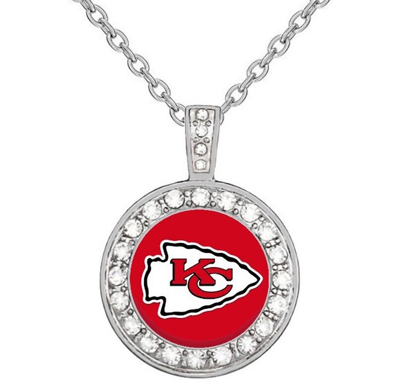 Kansas City Chiefs Elegant Womens 925 Sterling Silver Necklace Football D18