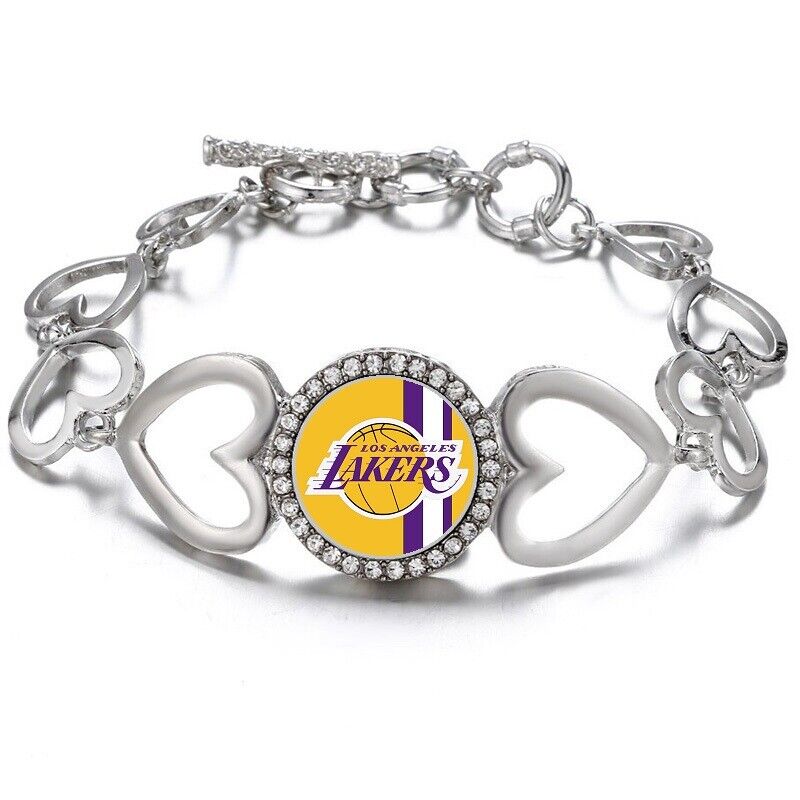 Special Los Angeles Lakers Womens Silver Heart Link Adjust. Bracelet D27