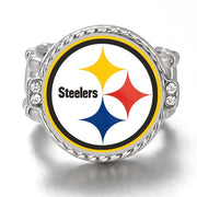 Pittsburgh Steelers Silver Women'S Crystal Accent Football Ring W Gift Pkg D12