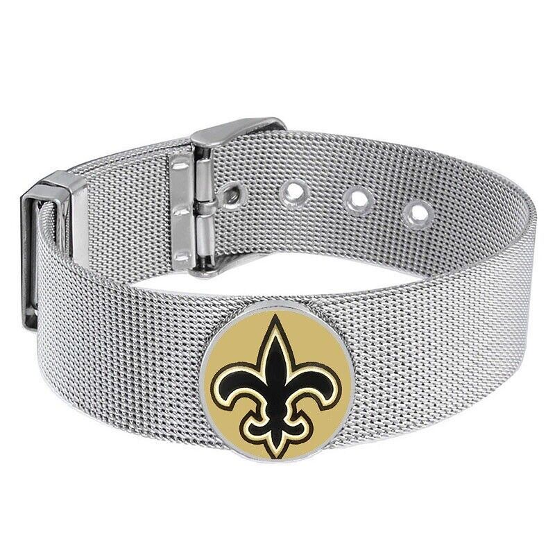 New Orleans Saints Mens Womens Silver Adjustable Bracelet W Gift Pkg D6