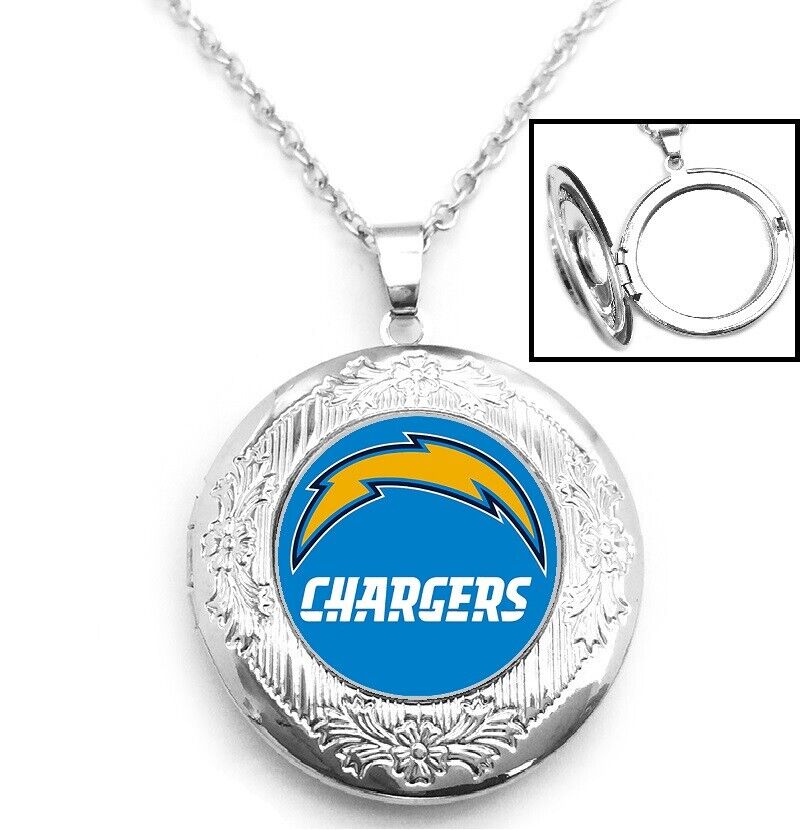 Los Angeles Chargers Womens 925 Silver 20" Link Chain Necklace, Photo Locket D16