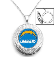 Los Angeles Chargers Womens 925 Silver 20" Link Chain Necklace, Photo Locket D16