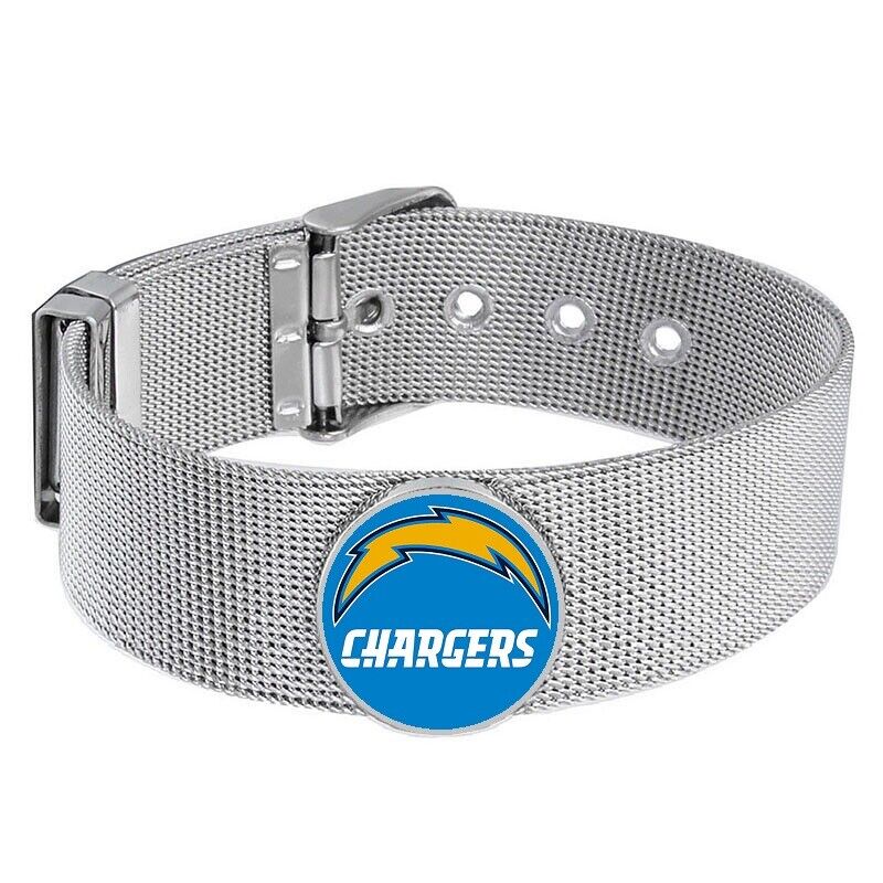 Los Angeles Chargers Mens Womens Silver Adjustable Bracelet W Gift Pkg D6