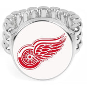 Detroit Red Wings Mens Womens Silver Hockey Fan Ring Fits All D2