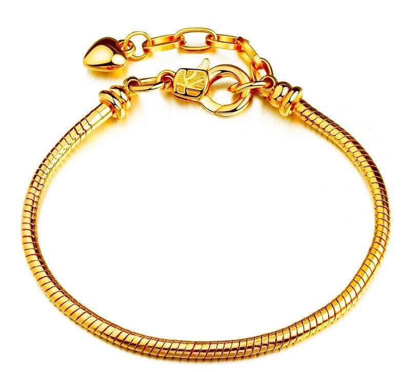 10 PcLot 18k Gold Womens Snake Chain Bracelet Adjusts 6-1/2" 7" 7-3/4" D203