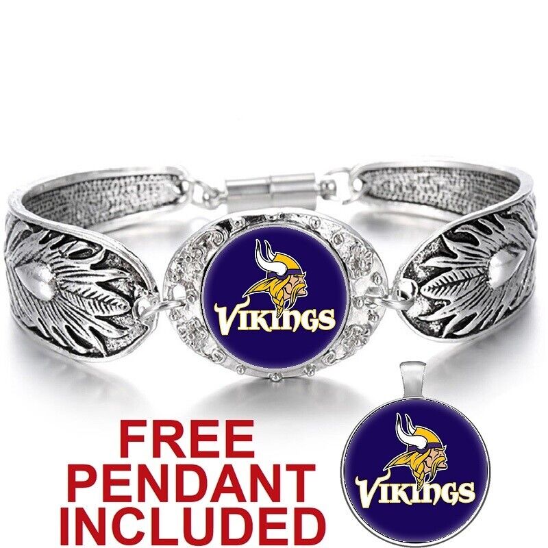 Minnesota Vikings Women'S Sterling Silver Bracelet Football Gift W Giftpkg D3