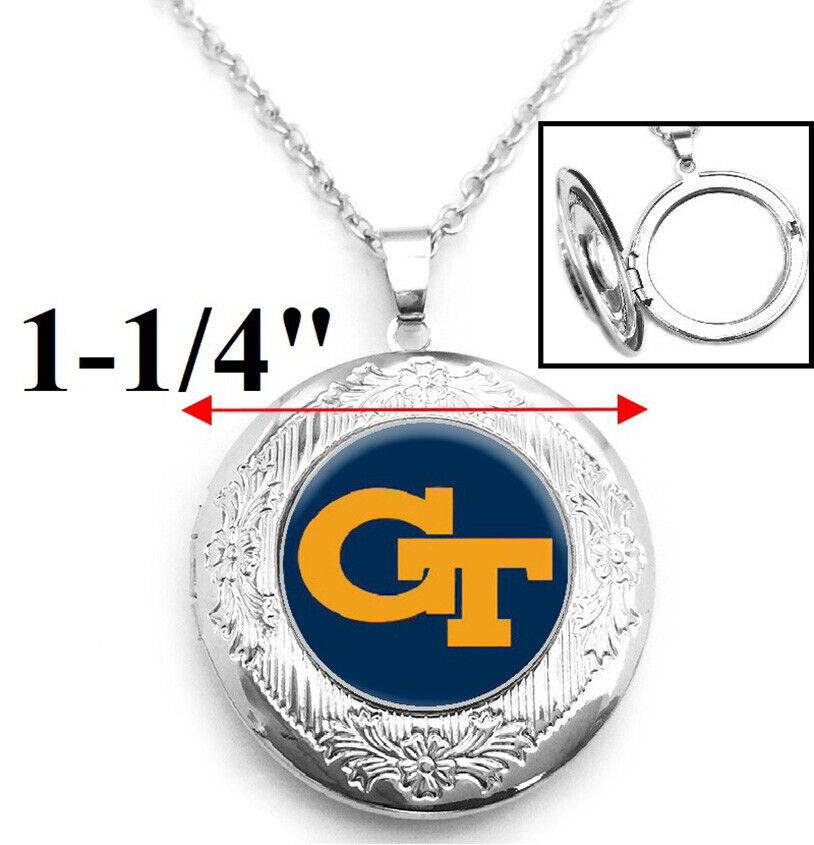 Gt Georgia Tech Womens Sterling Silver Link Chain Necklace, Locket D16