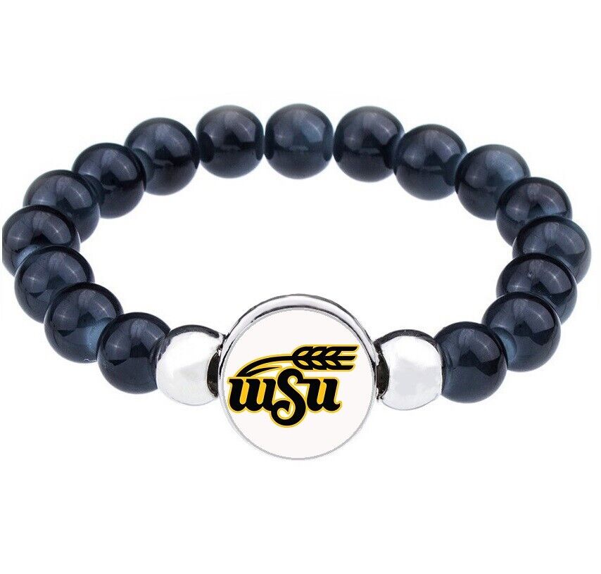 Wichita State Shockers Womens Mens Black Bead Chain Bracelet Gift D1