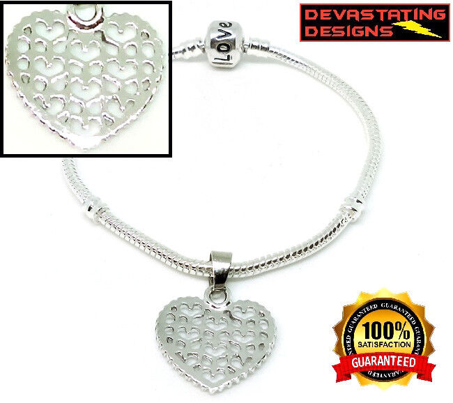 Sterling Silver Bracelet Women's Hearts In A Heart Love Chain +Free Gift Pkg