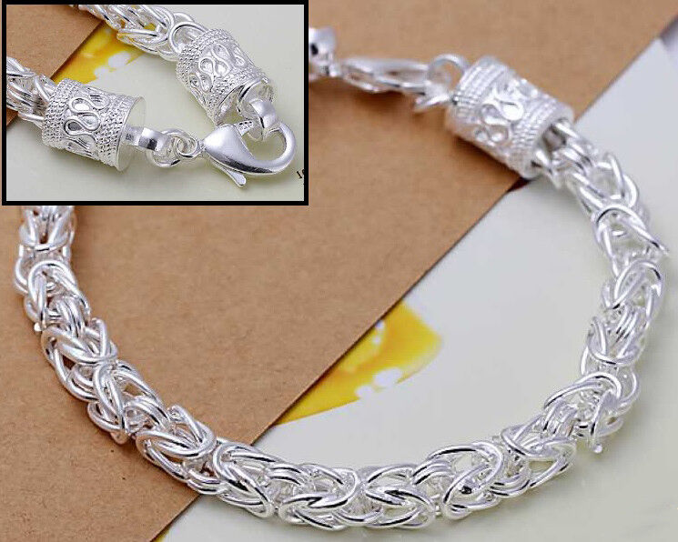 925 Sterling Silver Women Dragon Weave Link Small 7 1/2" Bracelet w GiftPg D461H