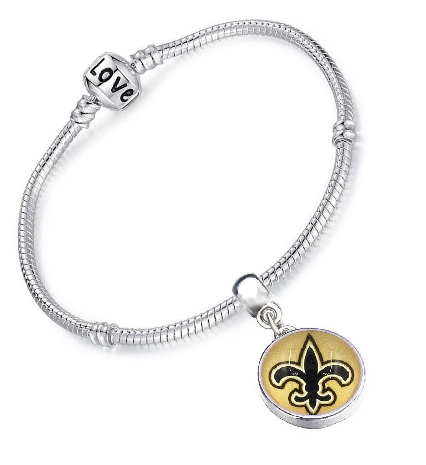 New Orleans Saints Womens Sterling Silver Snake Link Bracelet Football Gift D13