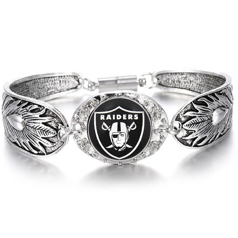 Special Oakland Raiders Womens Sterling Silver Bracelet Football Gift Wgiftpg D3