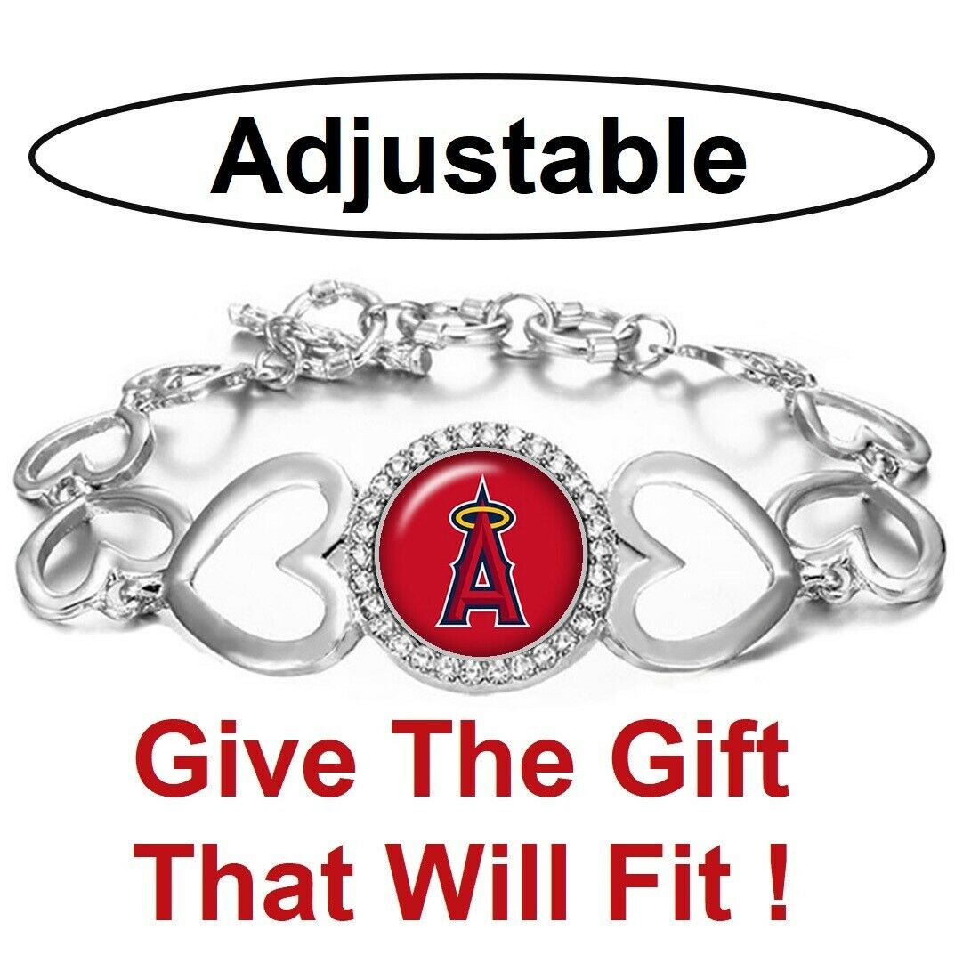 Los Angeles Angels Women'S Silver Adjustable Heart Bracelet W Gift Pkg D27