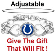 Indianapolis Colts Womens Heart Link Adjust. Bracelet W Gift Pkg D27