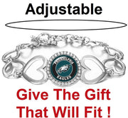 Special Philadelphia Eagles Womens Silver Heart Link Adjust. Bracelet Gift D27