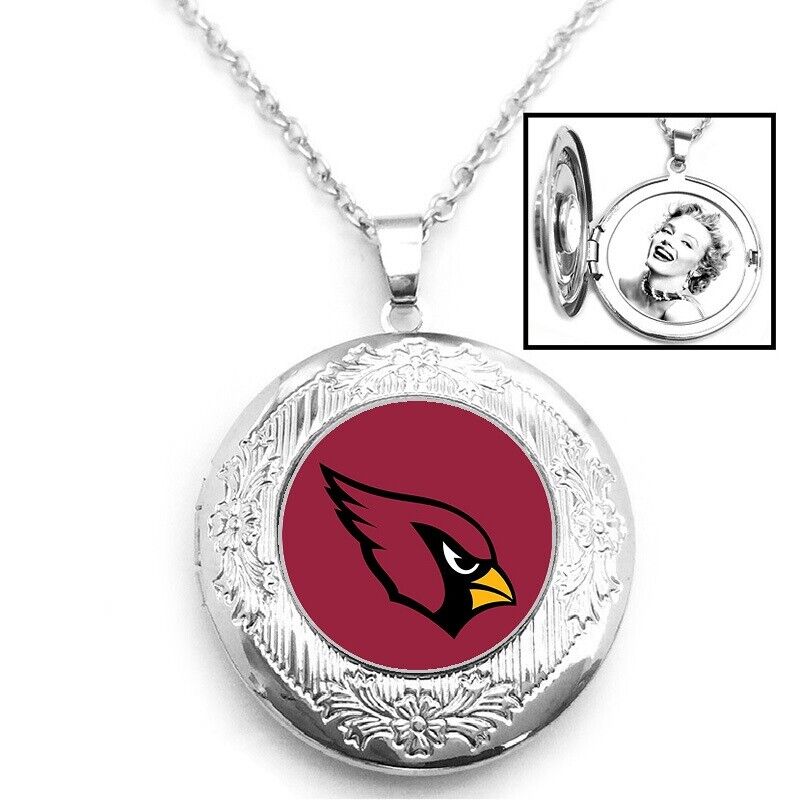 Arizona Cardinals Womens 925 Silver 20" Link Chain Necklace And Photo Locket D16