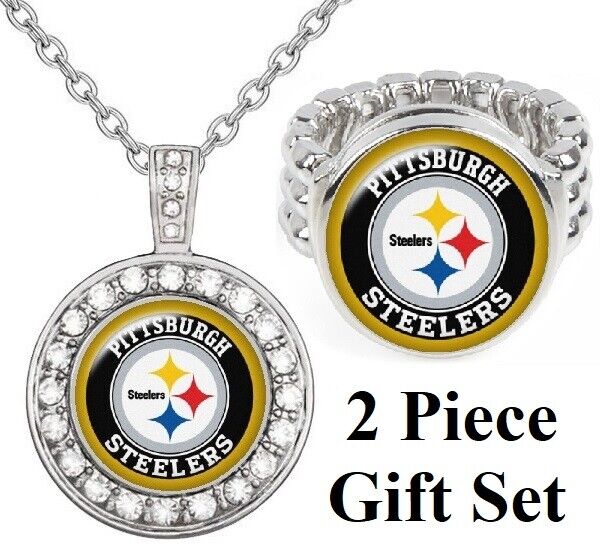 Spec Pittsburgh Steelers Gift Set 925 Sterling Silver Necklace With Ring D18D2