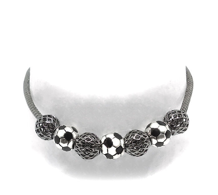 2021 Style Black Men's Women's Tibetian Sterling Silver Soccer Snake Bracelet