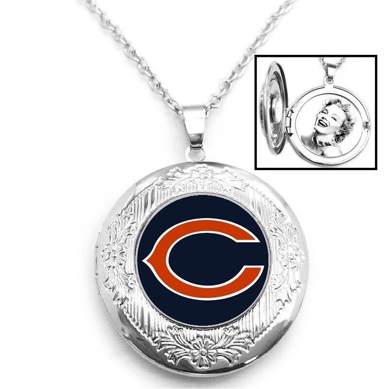 Chicago Bears Womens 925 Silver 20" Link Chain Necklace And Photo Locket D16