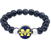 Michigan Wolverines Womens Mens Black Bead Chain Bracelet Gift D1