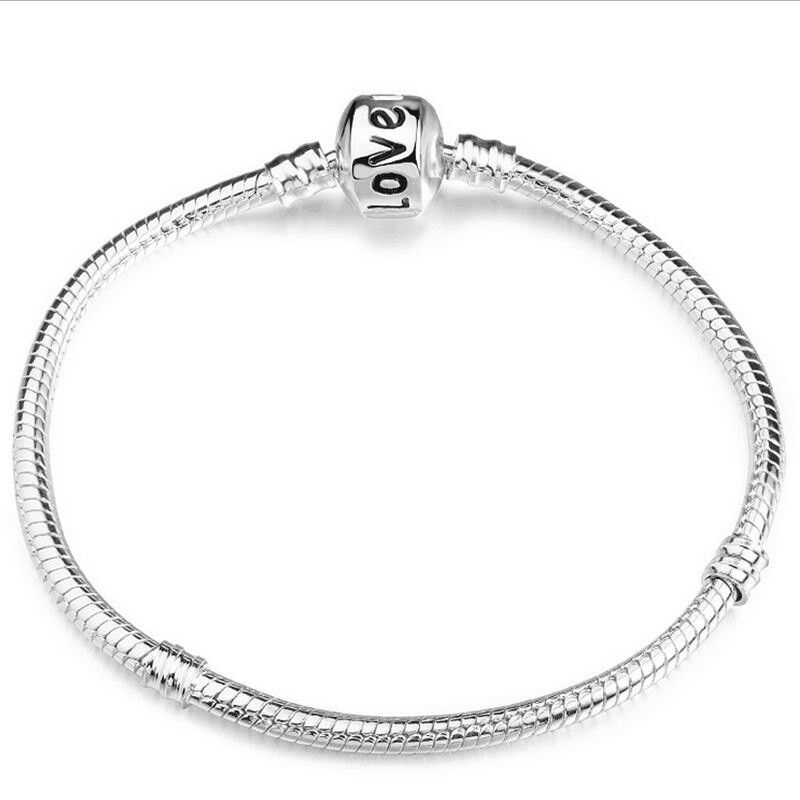 10 PcSet 925 Sterling Silver Big Hole Snake Love Chain Bangle Bracelets D92