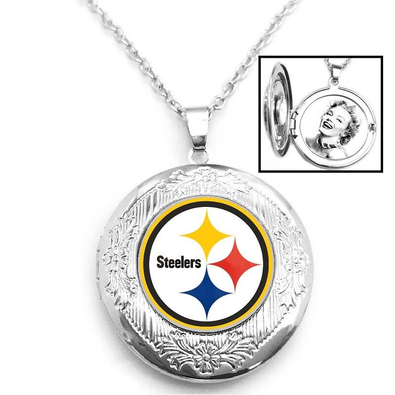 Pittsburgh Steelers Womens 925 Silver 20" Link Chain Necklace W Photo Locket D16