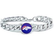 Denver Broncos Silver Mens Curb Link Chain Bracelet Football Gift D4