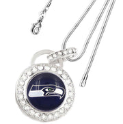 Seattle Seahawks Sterling Silver Womens Link Chain Necklace Crystal Pendant D17
