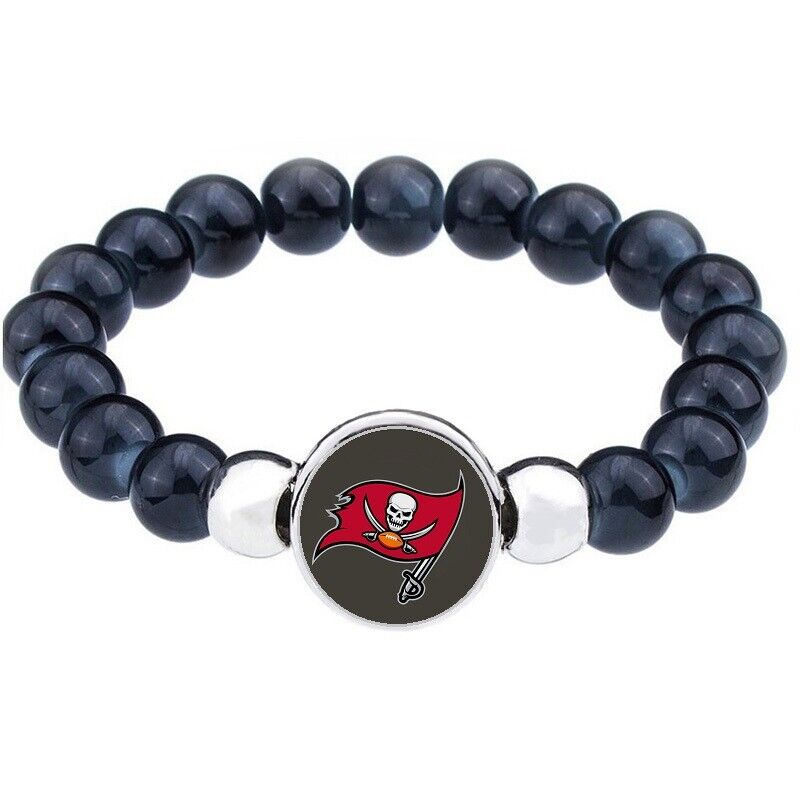 Tampa Bay Buccaneers Women'S Men'S Black Beaded Link Bracelet W Gift Pkg D1