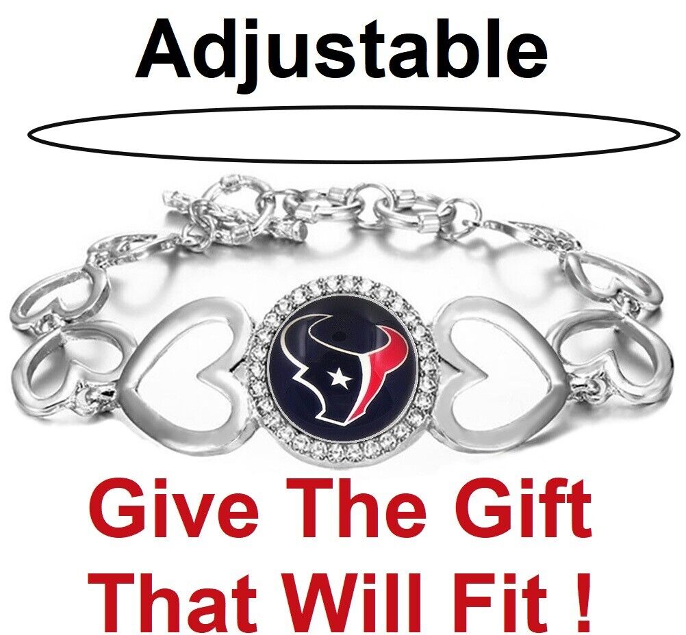 Houston Texans Womens Heart Link Adjust. Bracelet W Gift Pkg D27