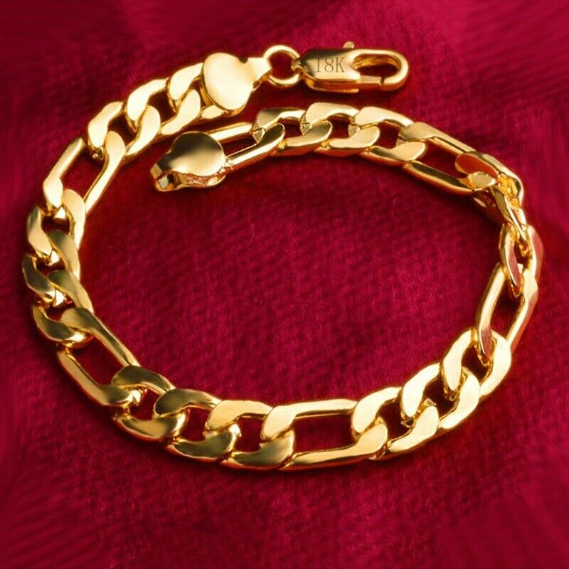 18k Yellow Gold Bracelet Womens 8mm Link Chain w Gift Package