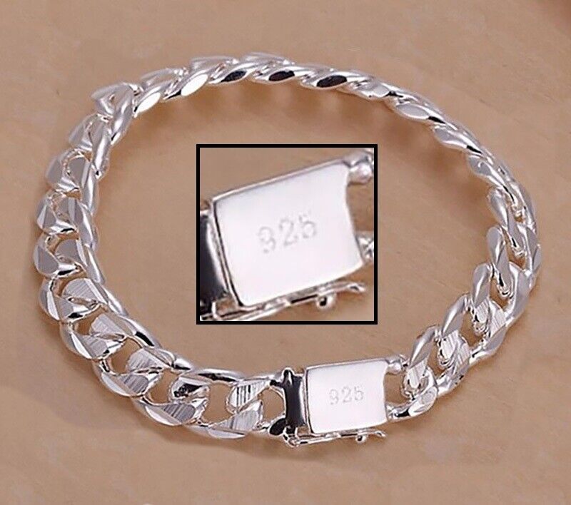 925 Sterling Silver Women's Bracelet Cuban Curb Link Chain w GiftPkg D454