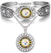 Special 2 Pc Pittsburgh Steelers 925 Sterling Silver Necklace And Bracelet D3D18