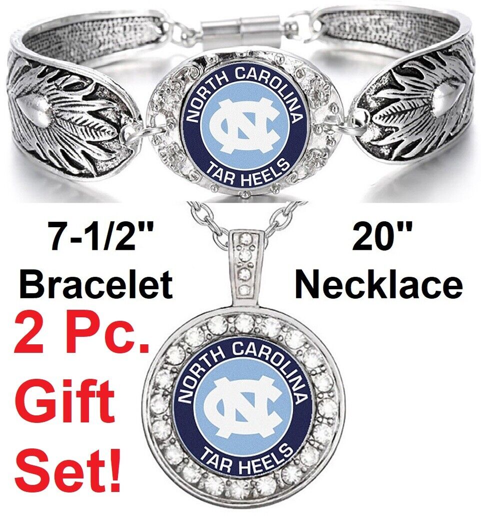 North Carolina Tar Heels Womens Blue Sterling Necklace Bracelet Jewelry D3D18