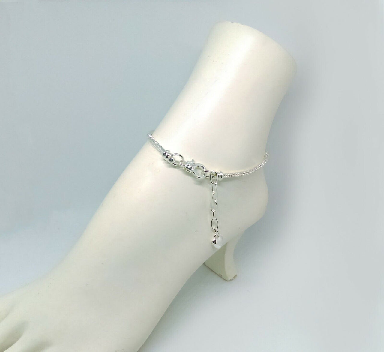 925 Sterling Silver Women's 9" to 10-1/2" Anklet Bracelet wGiftPkg D403E