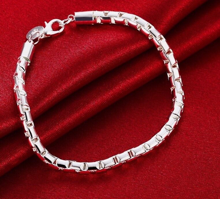 925 Sterling Silver Bracelet Womens Opulent Round Box Link Chain w GiftPkg  D472