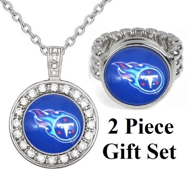 Tennessee Titans Gift Set Womens 925 Sterling Silver Necklace And Ring D18D2