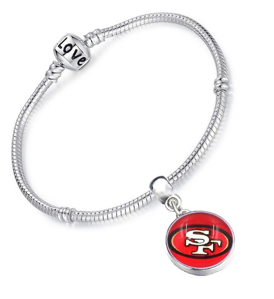 San Francisco 49Ers Womens Sterling Silver Snake Link Bracelet Football Gift D13