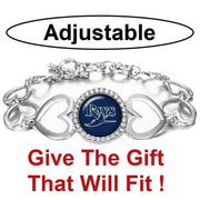 Tampa Bay Rays Women'S Silver Adjustable Heart Bracelet W Gift Pkg D27