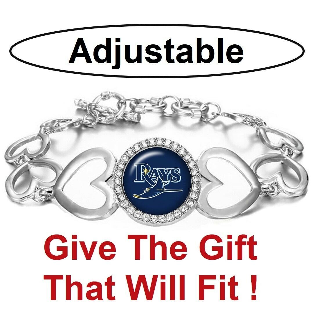 Tampa Bay Rays Women'S Silver Adjustable Heart Bracelet W Gift Pkg D27