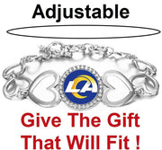 New Los Angeles Rams Womens Heart Link Adjust. Bracelet W Gift Pkg D27