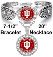 Indiana Hoosiers Womens 925 Sterling Silver Necklace Bracelet Gift Set D3D18