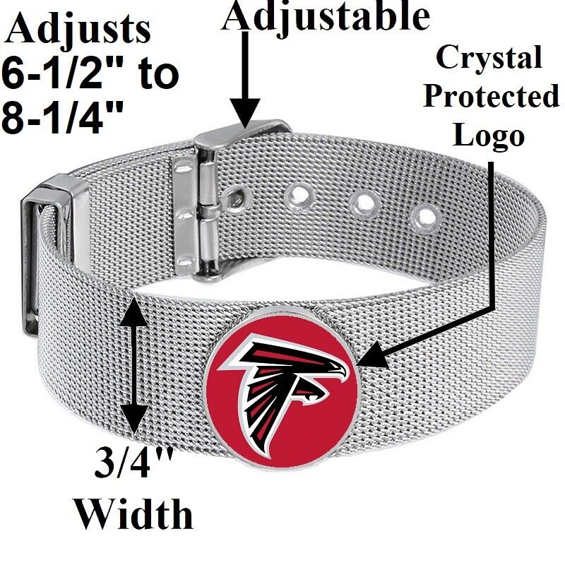 Atlanta Falcons Mens Womens Silver Adjustable Bracelet w Gift Pkg D6