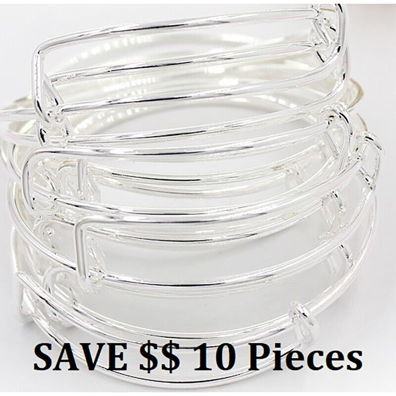 10 PcSet 925 Sterling Silver DIY Expandable Adjustable Bracelet Bangle D194