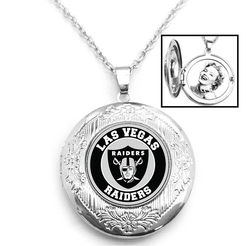 New Las Vegas Raiders Womens Sterlling Silver Link Necklace Photo Locket D16