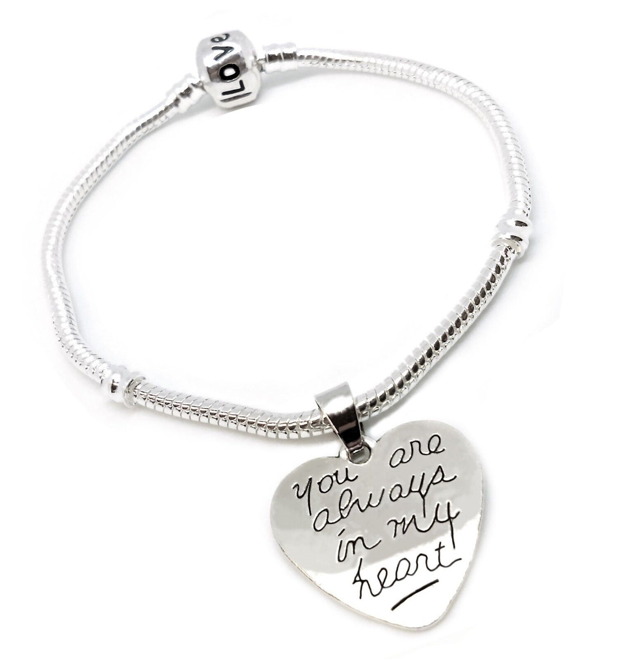 Mothers Day Gift 925 Sterling Silver Womens Love Link Bracelet In My Heart Charm