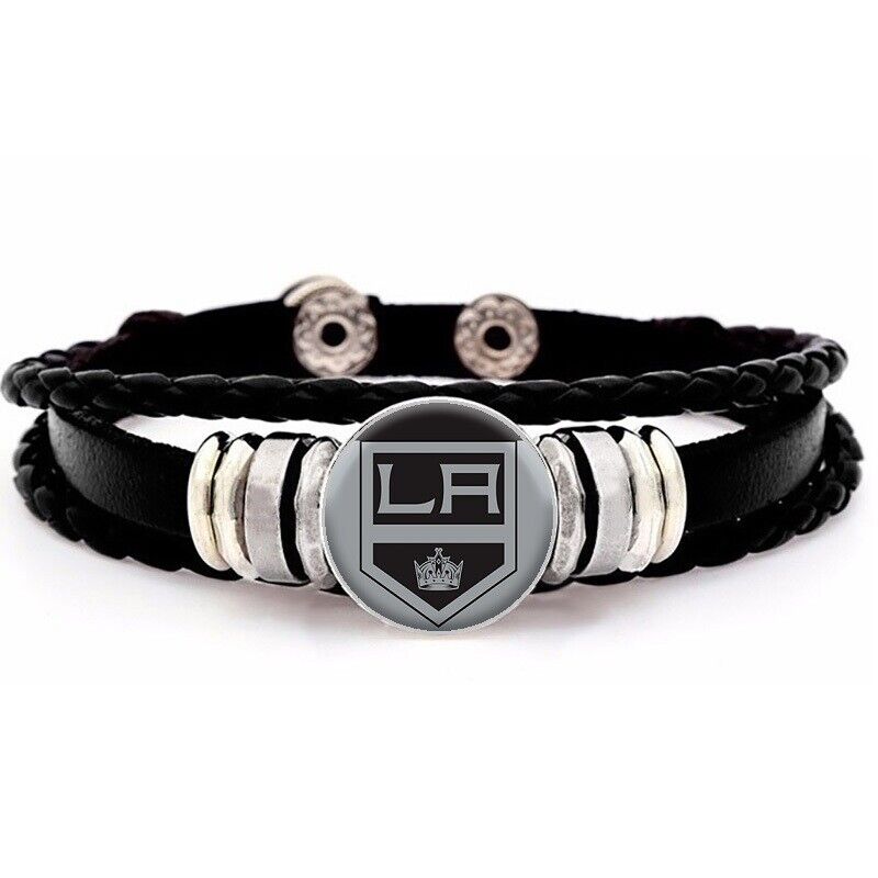 Special Los Angeles Kings Unisex Black Leather Bracelet D14