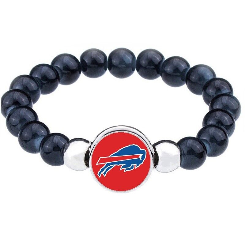 Buffalo Bills Throw Back Women'S Men'S Black Beaded Bracelet Gift D1